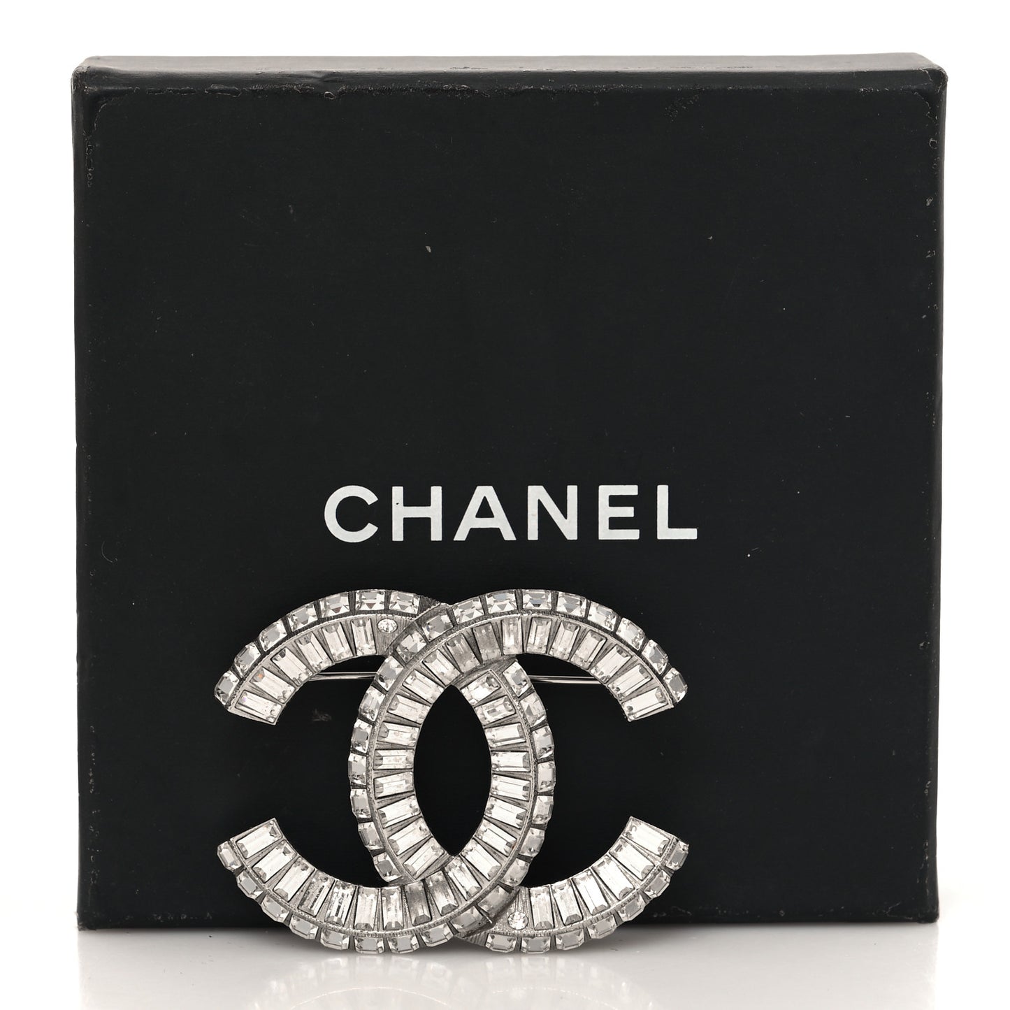 Baguette Crystal CC Brooch Silver