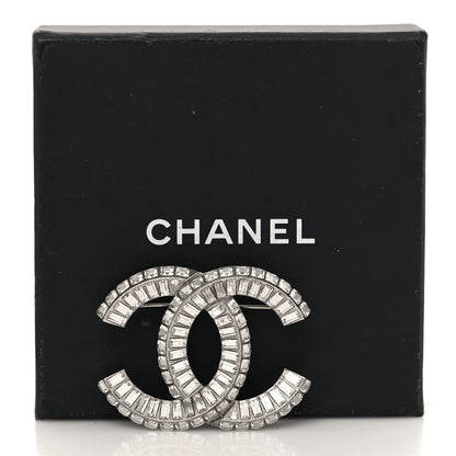 Chanel Baguette Crystal CC Brooch Silver 4 of 4