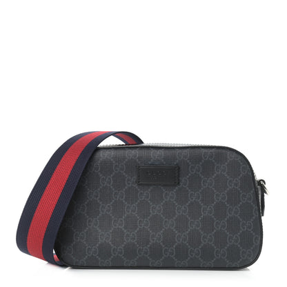 Gucci GG Supreme Monogram Web Shoulder Bag Black Grey 1 of 10