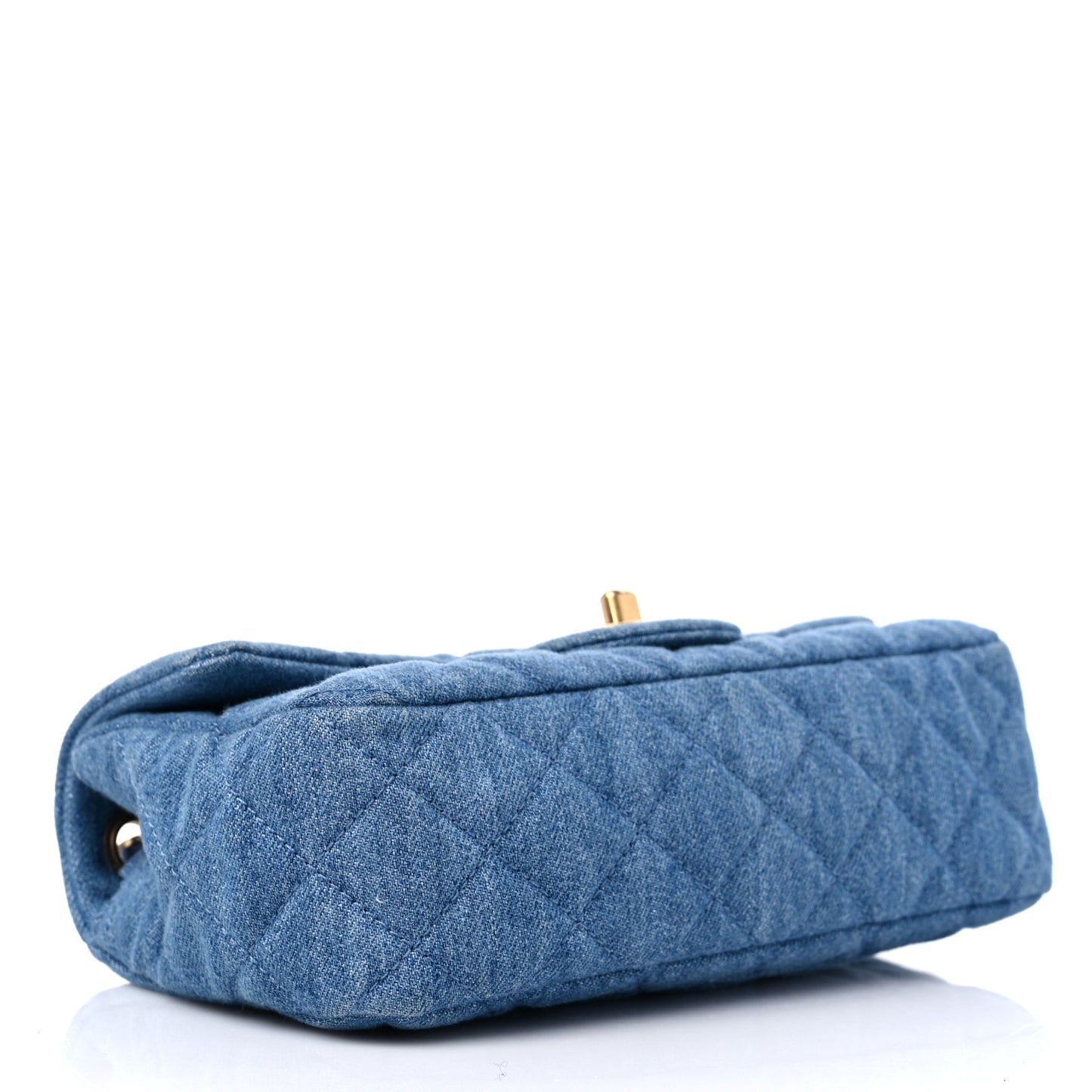 Denim Quilted Mini Pearl Crush Rectangular Flap Blue