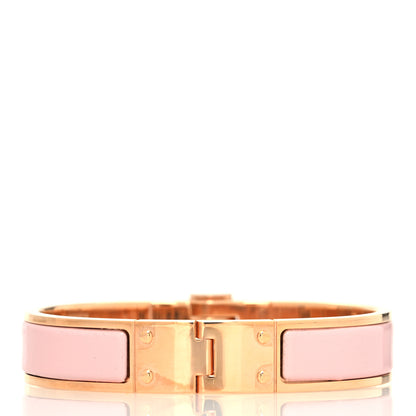 Hermes Enamel Charniere Uni Narrow Hinged Bracelet M Rose Cassatta 3 of 5