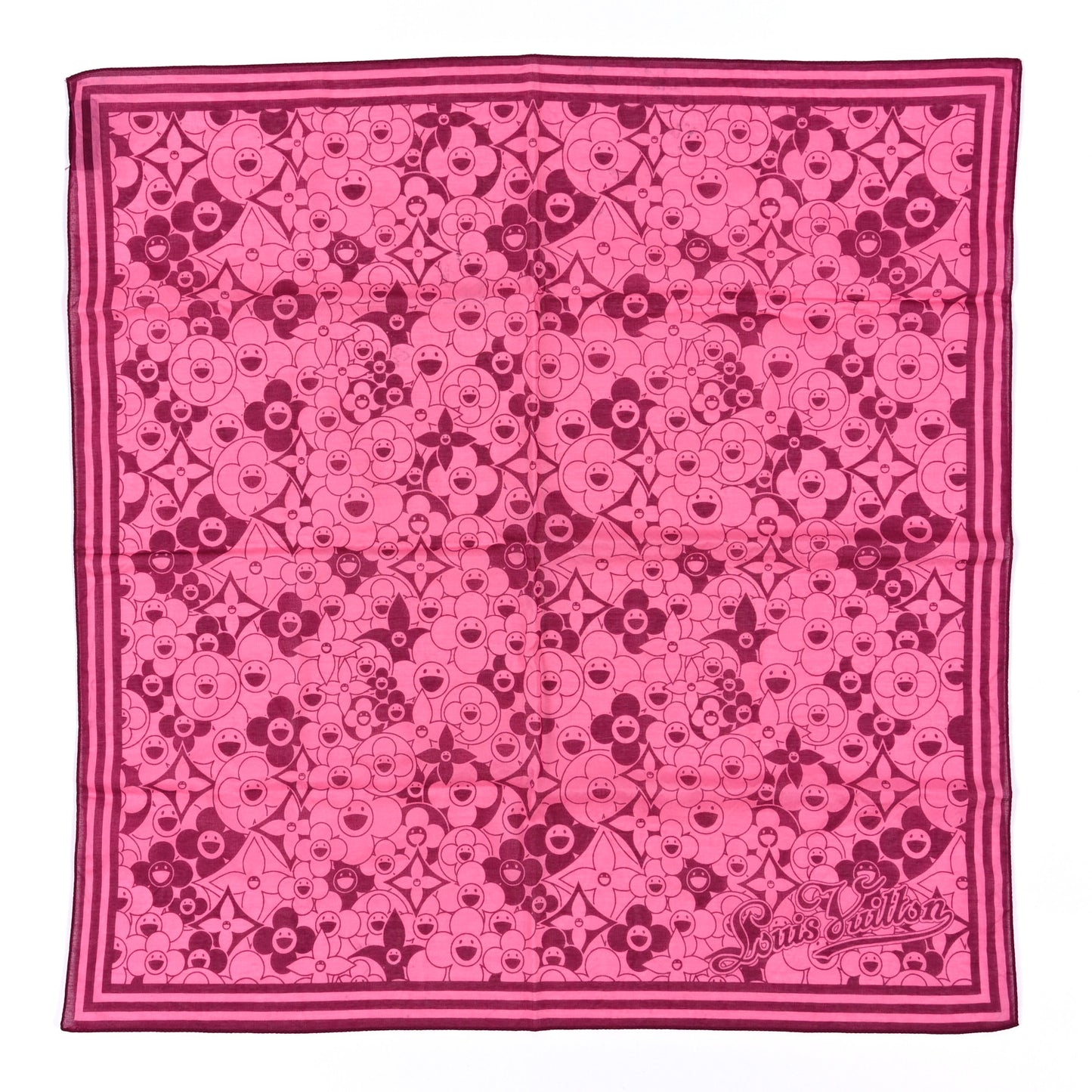 Cotton Takashi Murakami Cosmic Blossom Square Scarf Pink