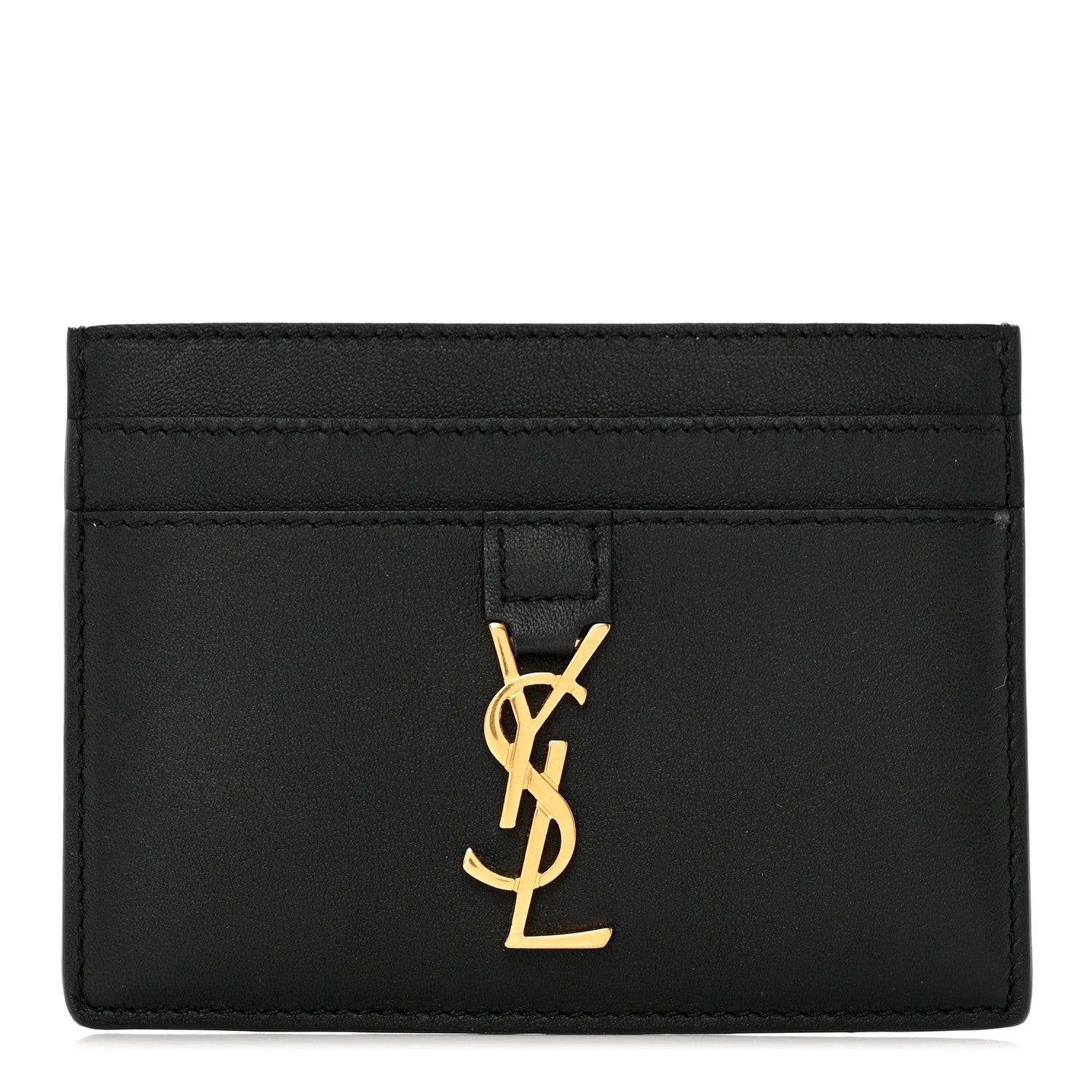 Saint Laurent Calfskin Monogram Credit Card Case Black 1 of 8