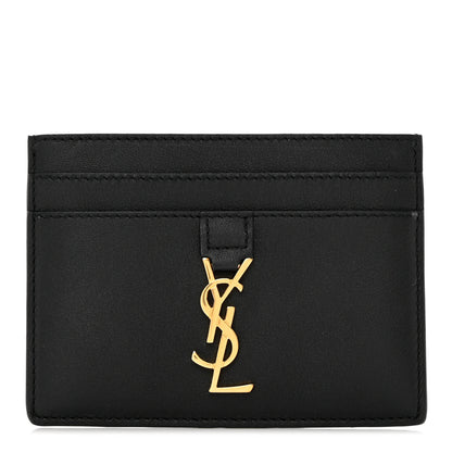 Saint Laurent Calfskin Monogram Credit Card Case Black 1 of 8