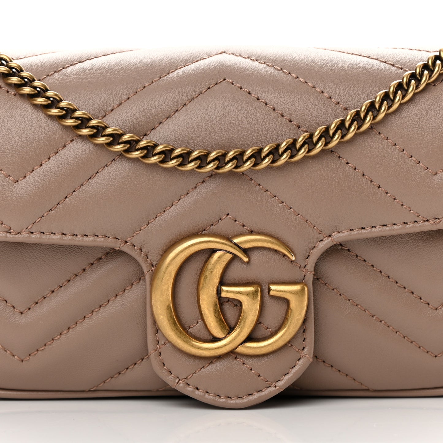 Calfskin Matelasse Super Mini GG Marmont Shoulder Bag Porcelain Rose