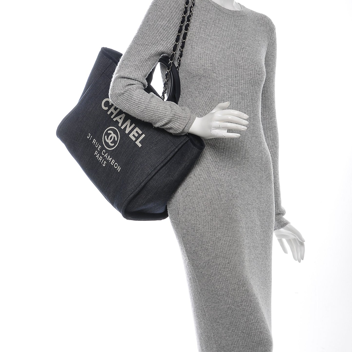 Canvas Large Deauville Tote Dark Blue