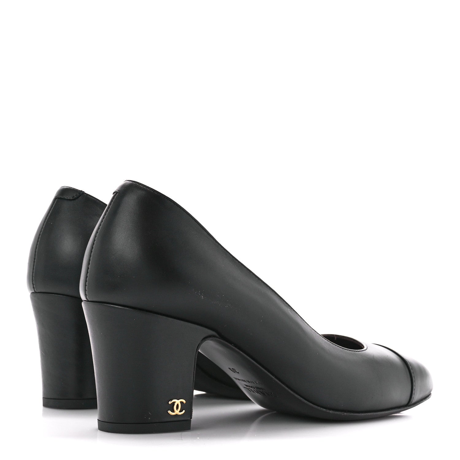 Chanel Lambskin Cap Toe CC Pumps 39 Black 4 of 8