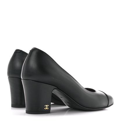 Chanel Lambskin Cap Toe CC Pumps 39 Black 4 of 8