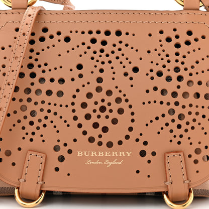 Burberry Perforated Calfskin Haymarket Check Baby Bridle Crossbody Pale Clementine 8 of 11