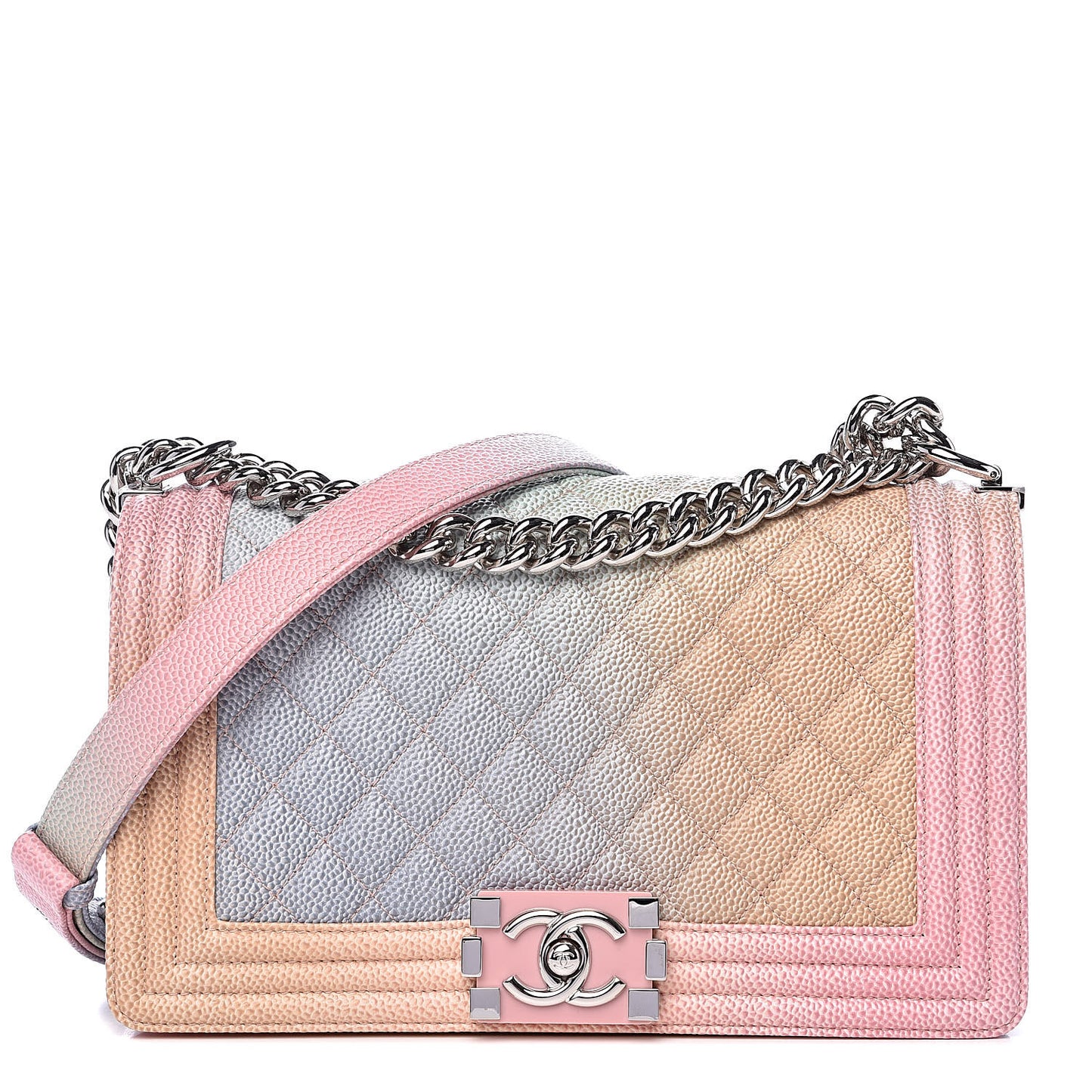 Caviar Quilted Medium Rainbow Boy Flap Multicolor