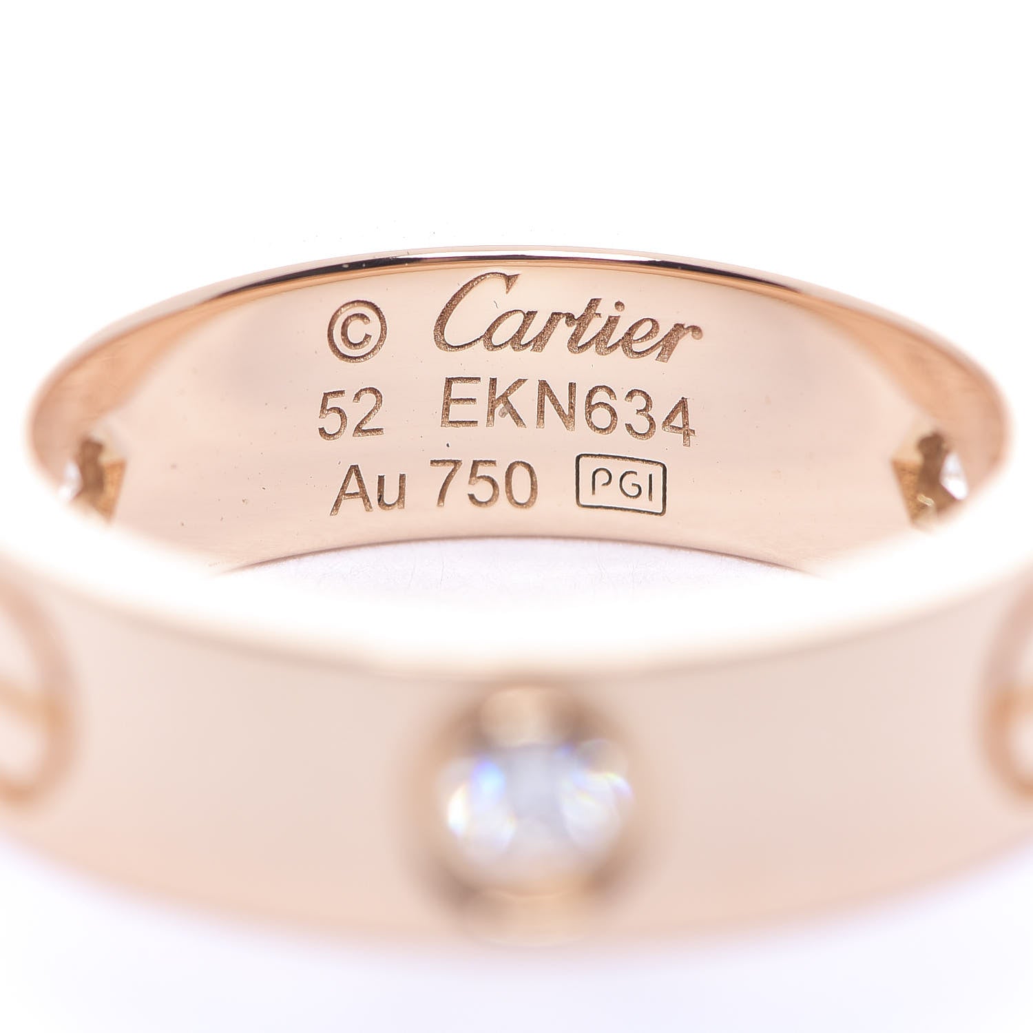 Cartier 18K Pink Gold 3 Diamond 5.5mm LOVE Ring 52 6 3 of 3