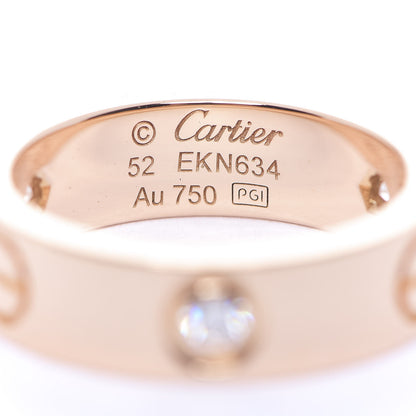 Cartier 18K Pink Gold 3 Diamond 5.5mm LOVE Ring 52 6 3 of 3