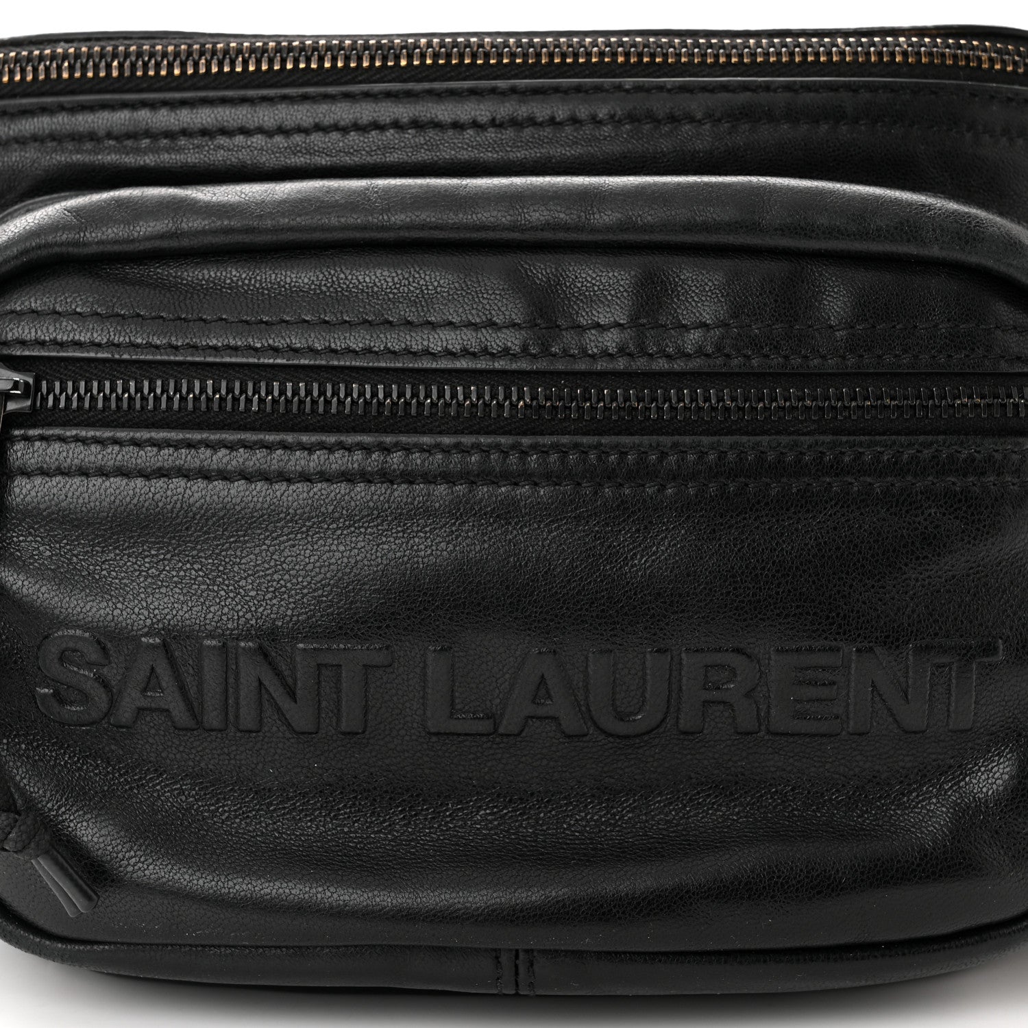 Saint Laurent Lambskin Logo Ripstop Body Belt Bag Black 8 of 11