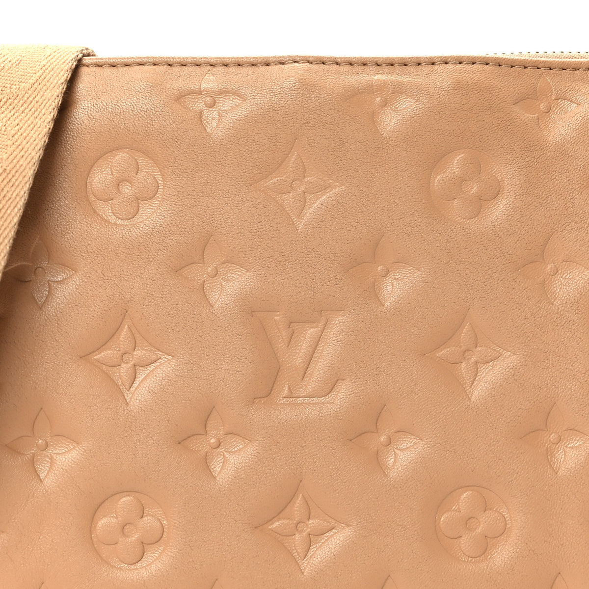 Louis Vuitton Lambskin Embossed Monogram Coussin MM Taupe 8 of 11