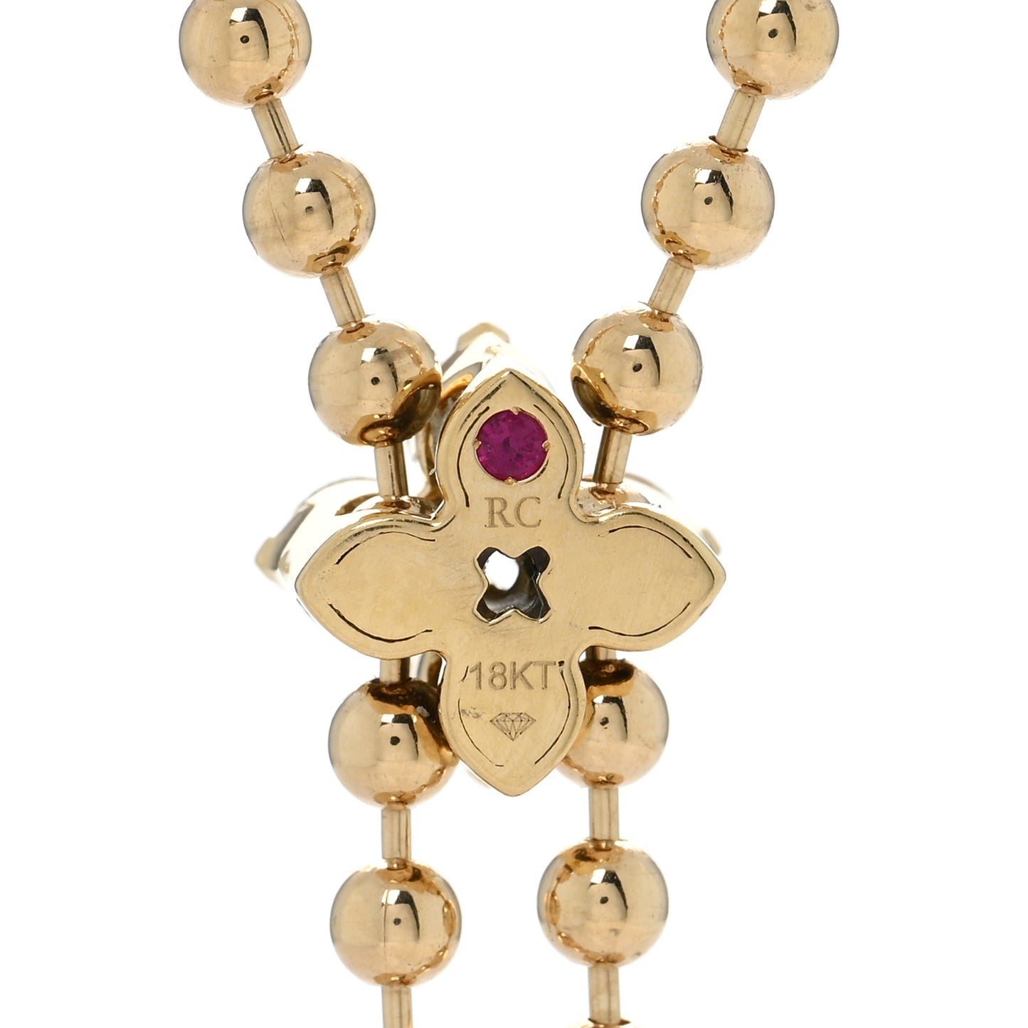 18K Yellow Gold Diamond Love in Verona Flower Zipper Necklace