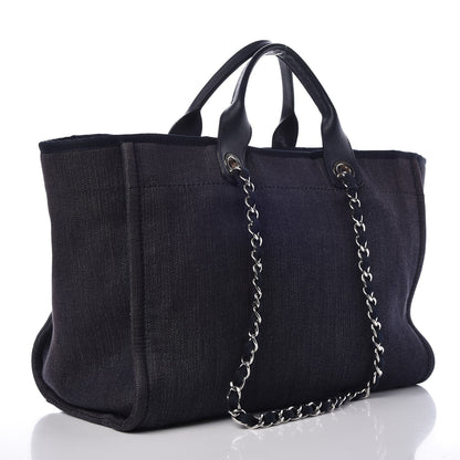 Chanel Canvas Large Deauville Tote Dark Blue 4 of 8