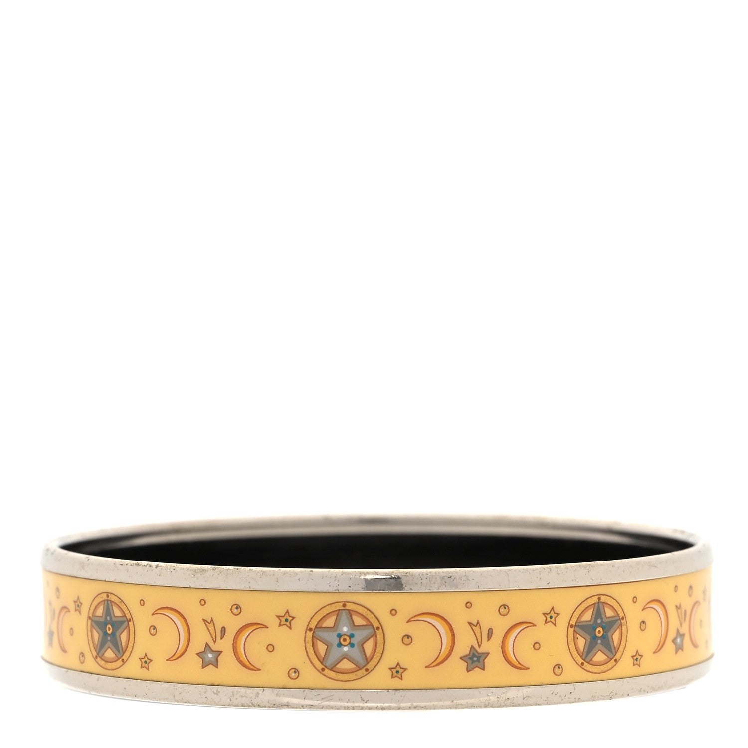 Hermes Enamel Printed Medium Moon Stars Bracelet 65 Yellow 3 of 6