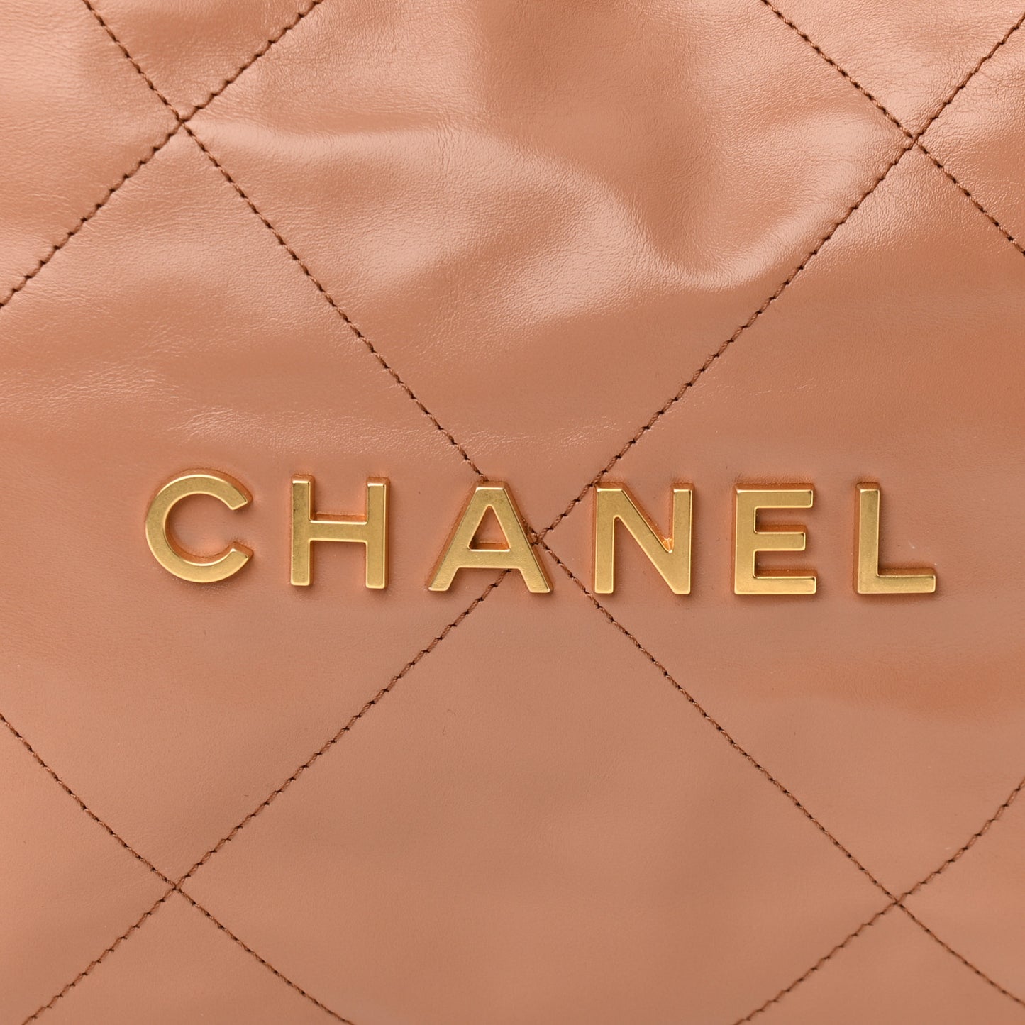 Shiny Calfskin Quilted Small Chanel 22 Camel