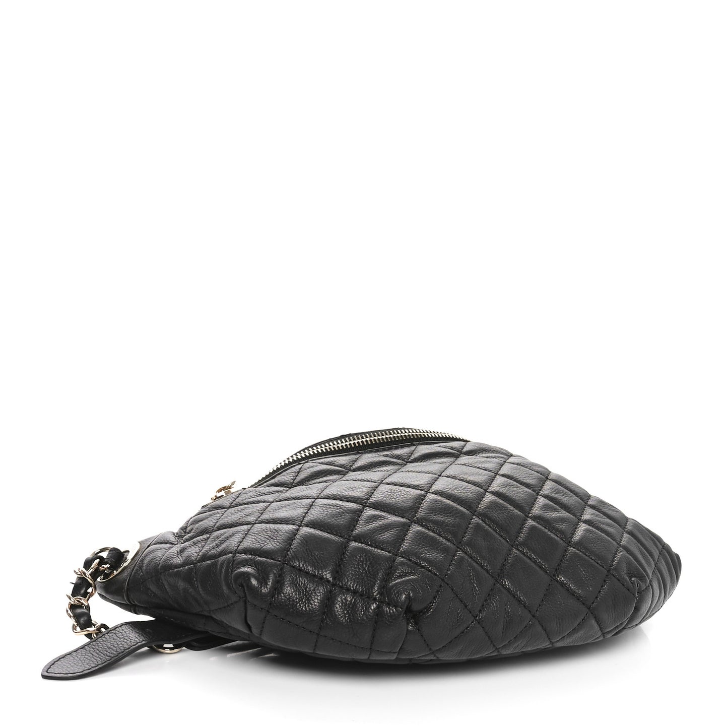 Calfskin Quilted Banane Waist Bag Fanny Pack Black