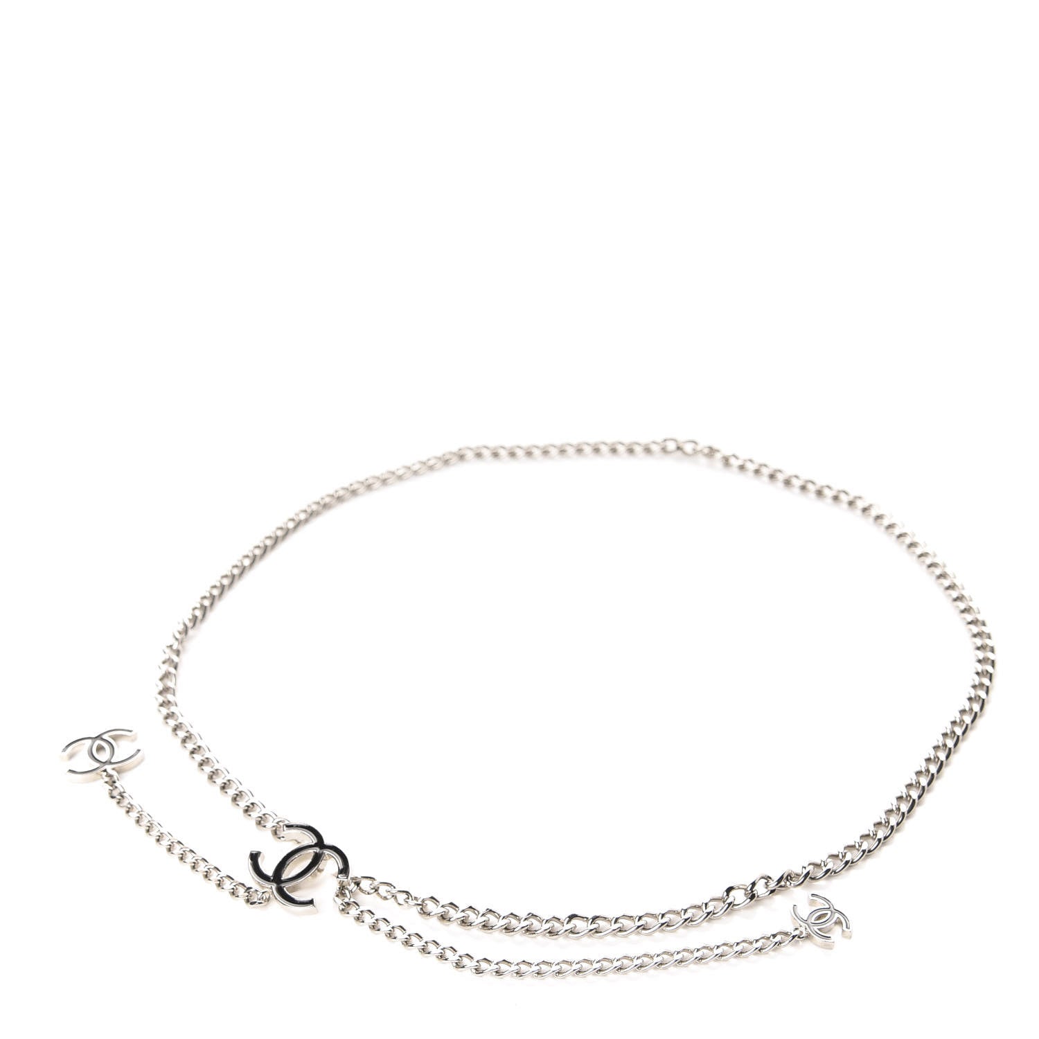 Chanel Enamel CC Ceinture Fantai Adjustable Belt Silver Black 1 of 5