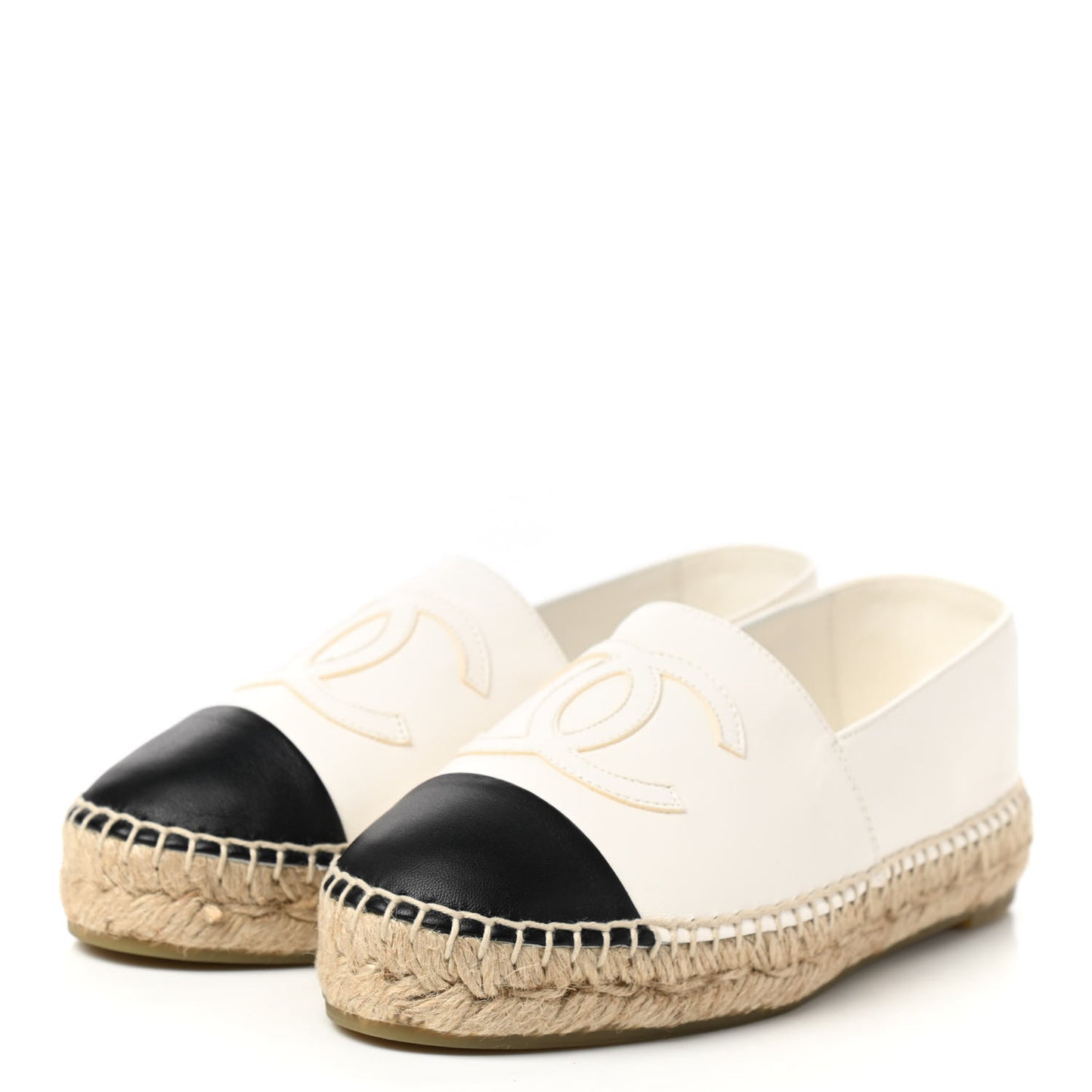 Lambskin CC Espadrilles 35 White Black