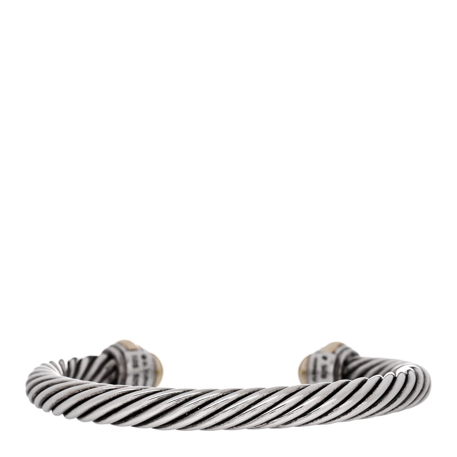 David Yurman Sterling Silver 14K Yellow Gold 7mm Cable Classics Dome Bracelet 2 of 3