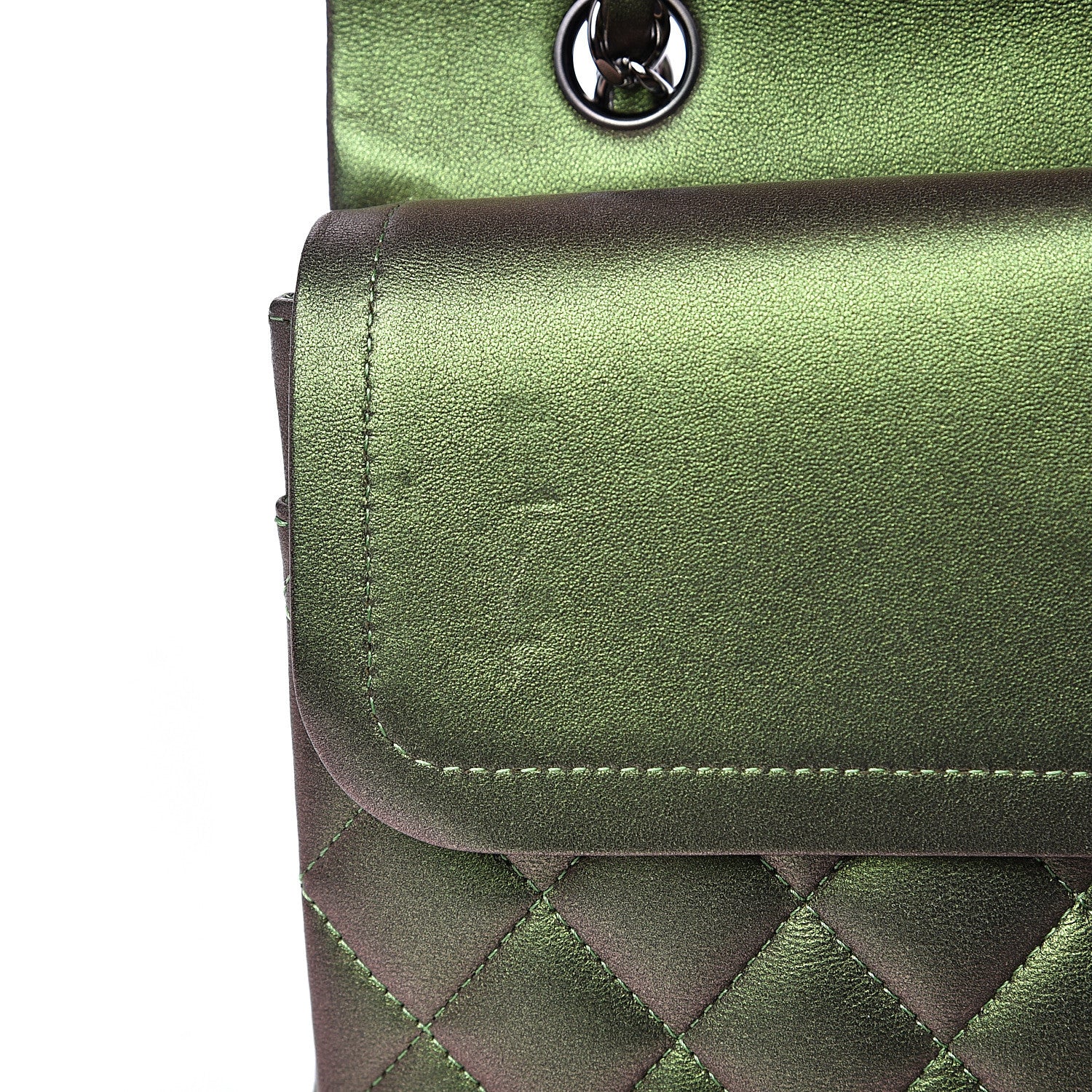 Chanel Iridescent Lambskin Quilted Medium Double Flap Green 14 of 14