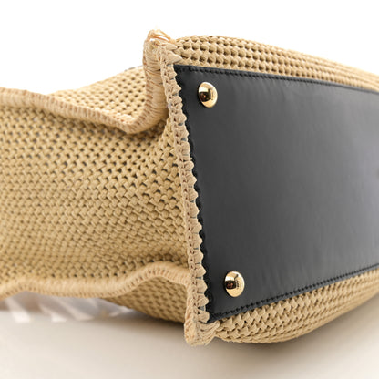 Fendi Raffia Vitello King Macrame Mesh Large Peekaboo X-Tote Natural Black Cuoio 8 of 10