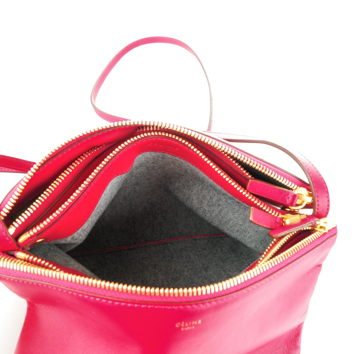 Celine Lambskin Large Trio Crossbody Bag Fuchsia 5 of 8