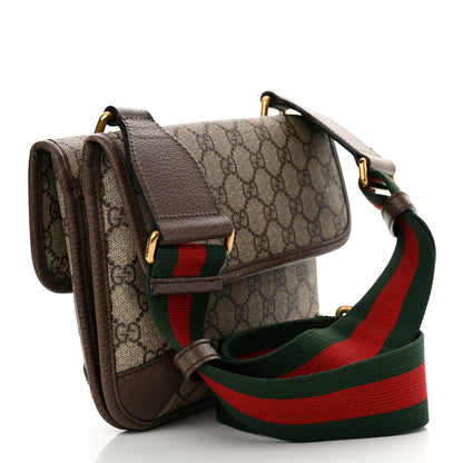 Gucci GG Supreme Monogram Web Small Neo Vintage Double Flap Messenger Bag Brown 3 of 13