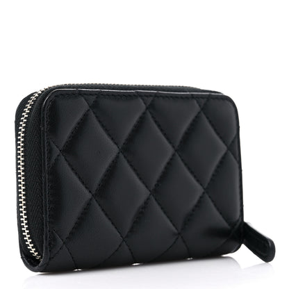 Chanel Lambskin Quilted Zip Coin Purse Black 3 of 10