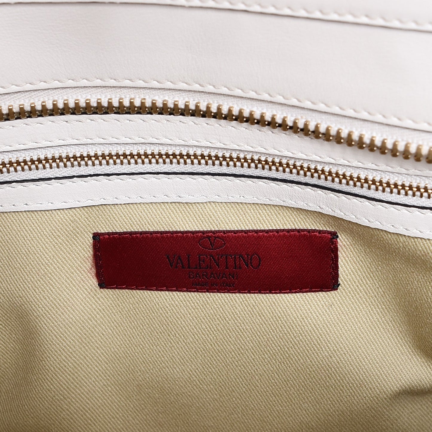 Vitello Rockstud Double Handle Tote Ivory
