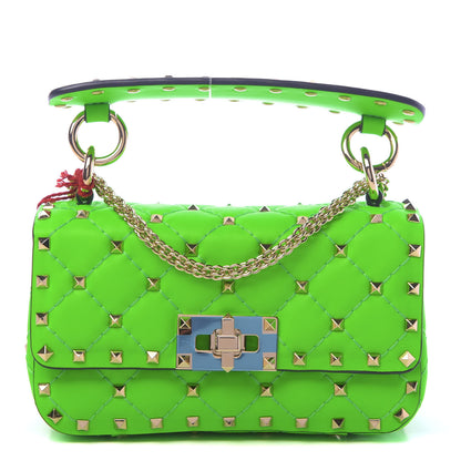 Valentino Garavani Calfskin Mini Rockstud Spike Shoulder Bag Fluo Green 1 of 9