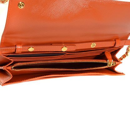 Prada Saffiano Metal Oro Chain Wallet Papaya 6 of 9
