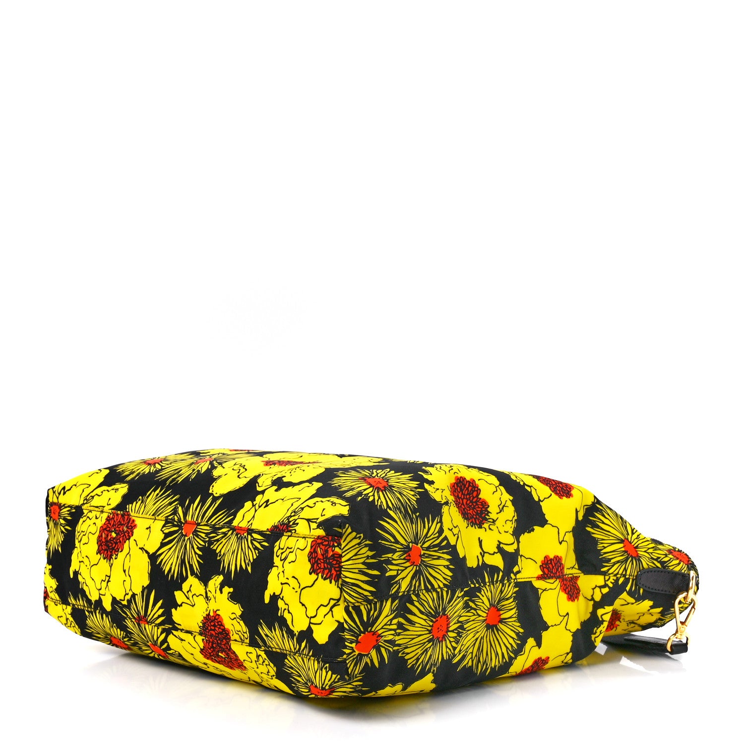 Prada Tessuto Nylon Saffiano Floral Print Tote Yellow Multicolor 9 of 11
