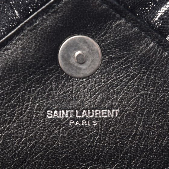 Saint Laurent Goatskin Tulle Chevron Monogram Classic Baby Punk Chain Bag Black 6 of 8