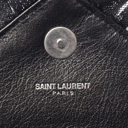 Saint Laurent Goatskin Tulle Chevron Monogram Classic Baby Punk Chain Bag Black 6 of 8