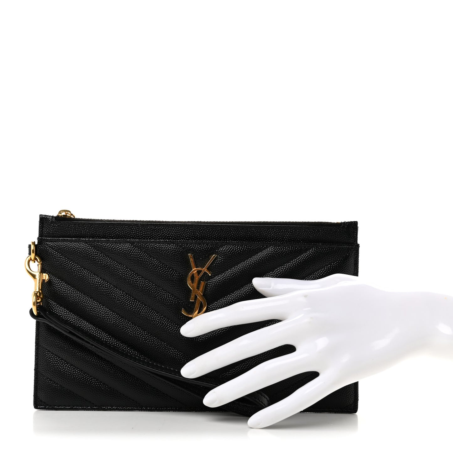 Grain De Poudre Chevron Monogram Large Bill Pouch Black