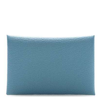 Hermes Chevre Mysore Calvi Card Case New Bleu Jean 1 of 8