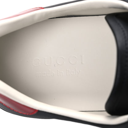 Gucci Calfskin Stripe Mens New Ace Sneakers 8.5 Black Ecru Red Flame 9 of 11