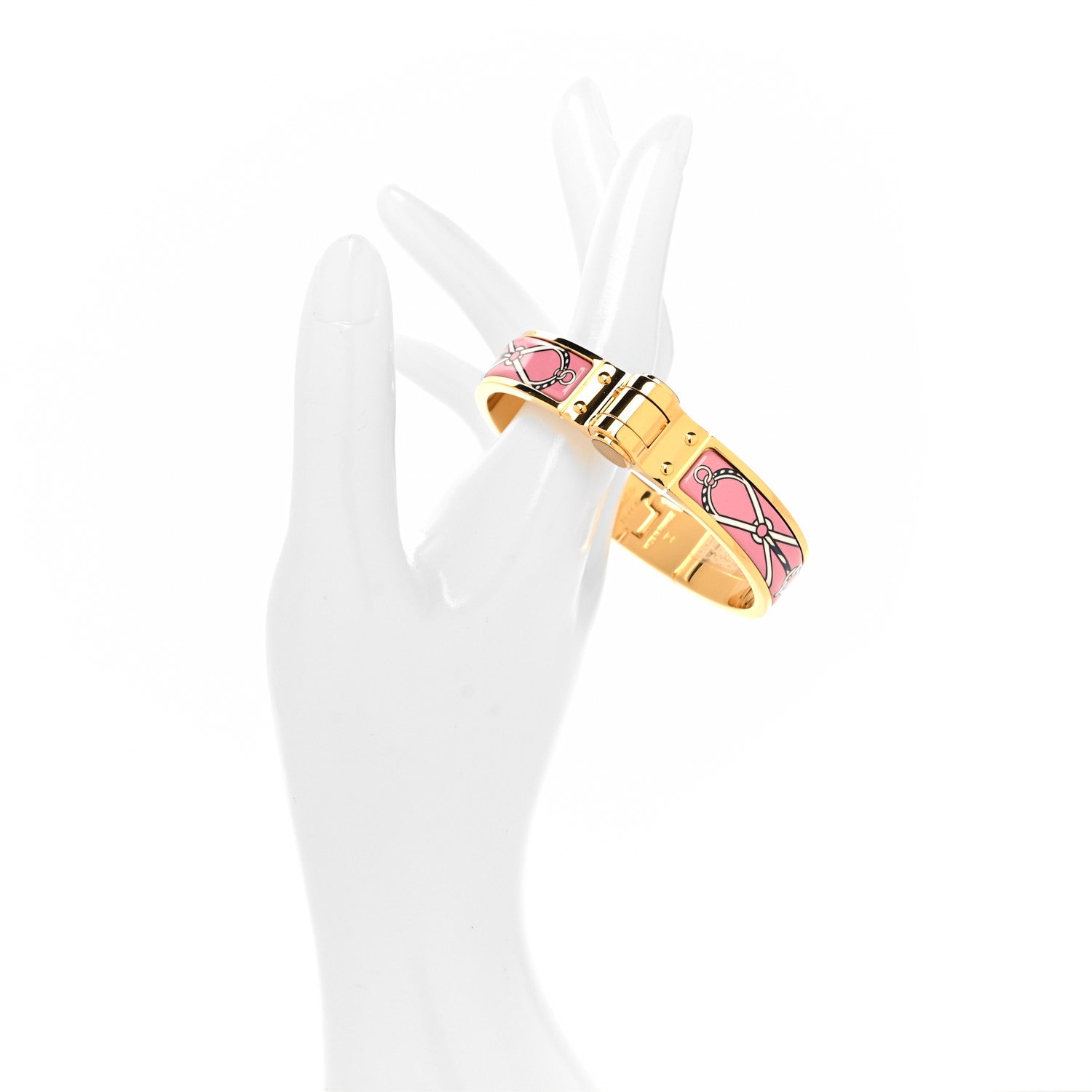 Hermes Enamel Printed Narrow Charniere Cuirs Marins Hinged Bracelet S Quadrichromie 2 of 5