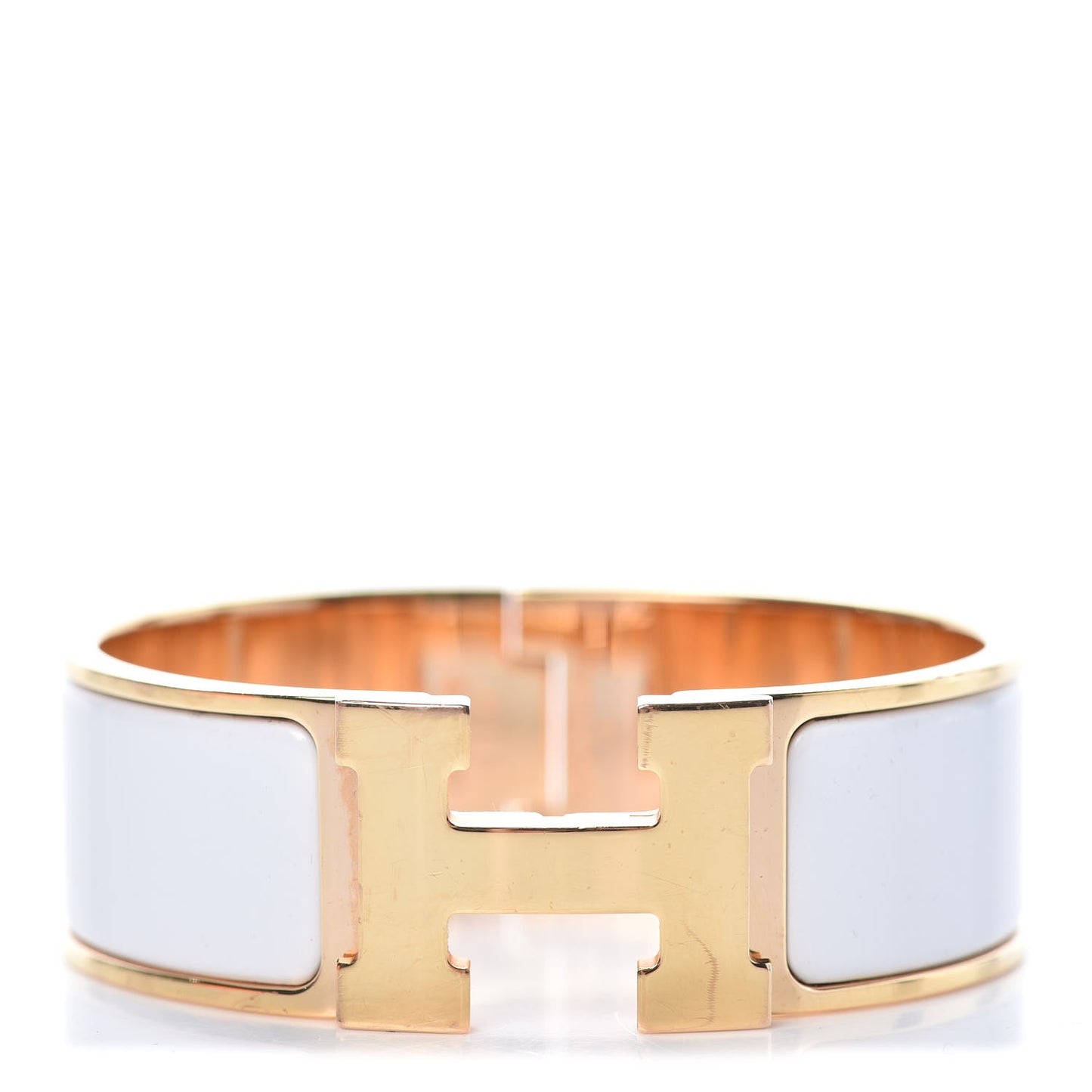 Enamel Wide Clic Clac H Bracelet PM White