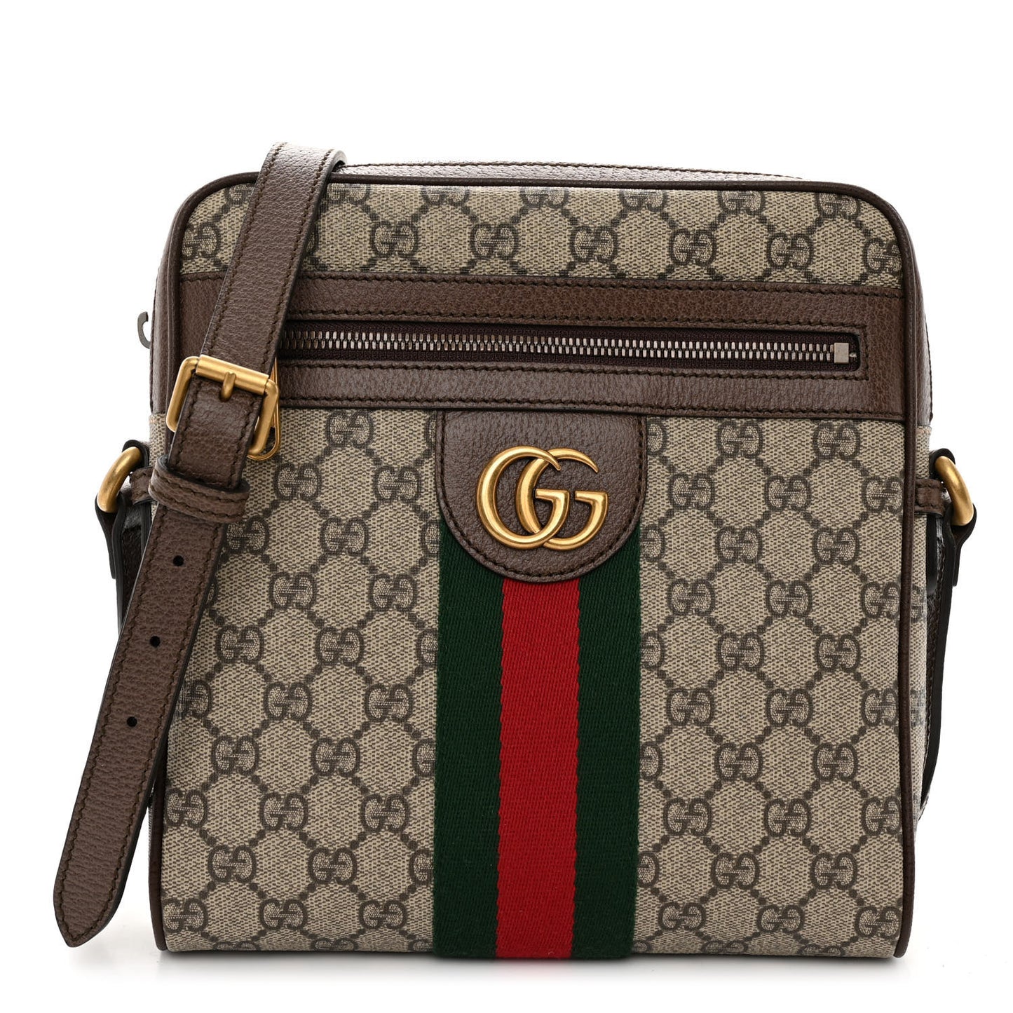 GG Supreme Monogram Web Small Ophidia Messenger Bag Brown