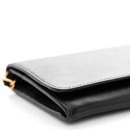 Prada Saffiano Metal Oro Chain Wallet Black 12 of 13