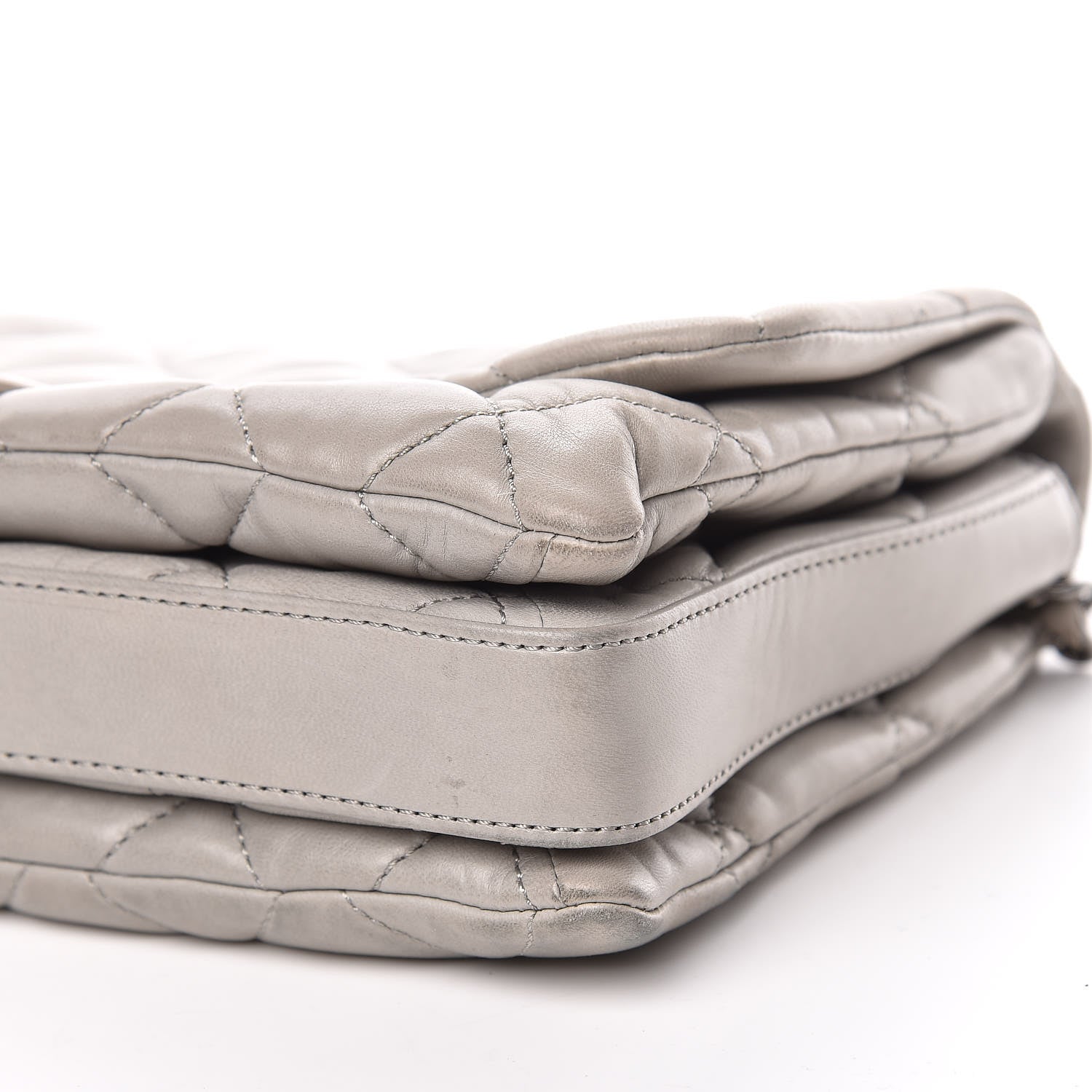 Chanel Lambskin Quilted 3 Accordion Flap Bag Grey 8 of 14