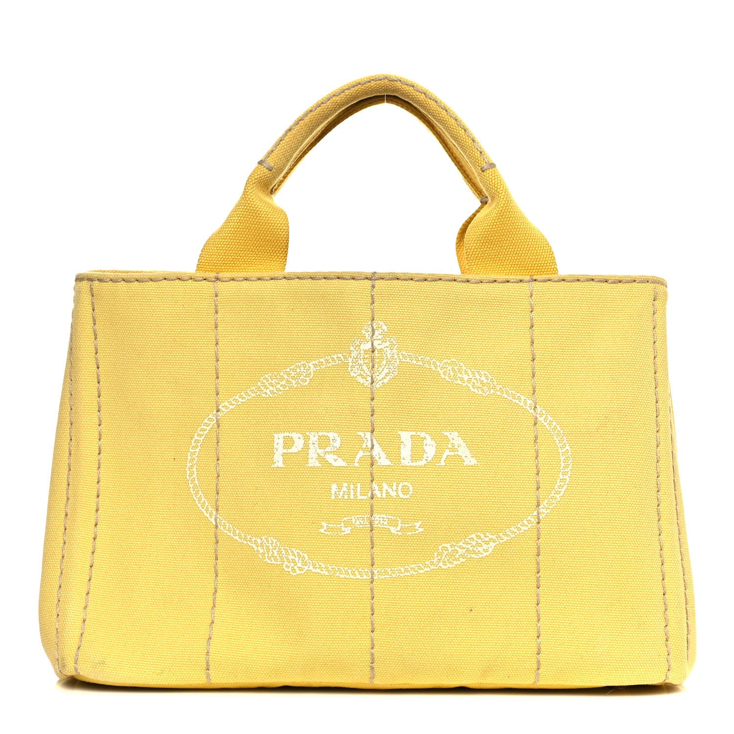 Prada Canvas Canapa Small Logo Tote Yellow 1 of 15