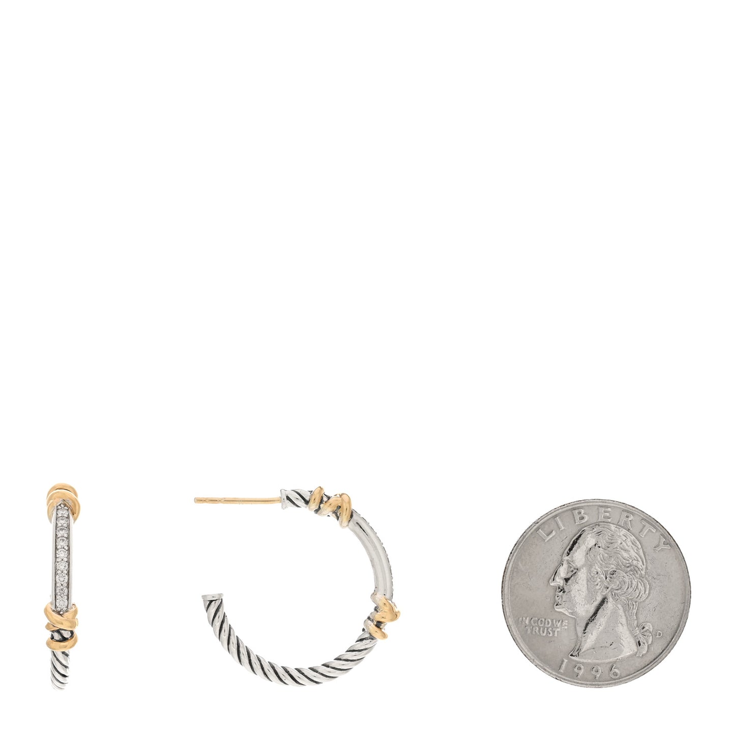Sterling Silver 18K Yellow Gold Diamond Petite Helena Wrap Hoop Earrings