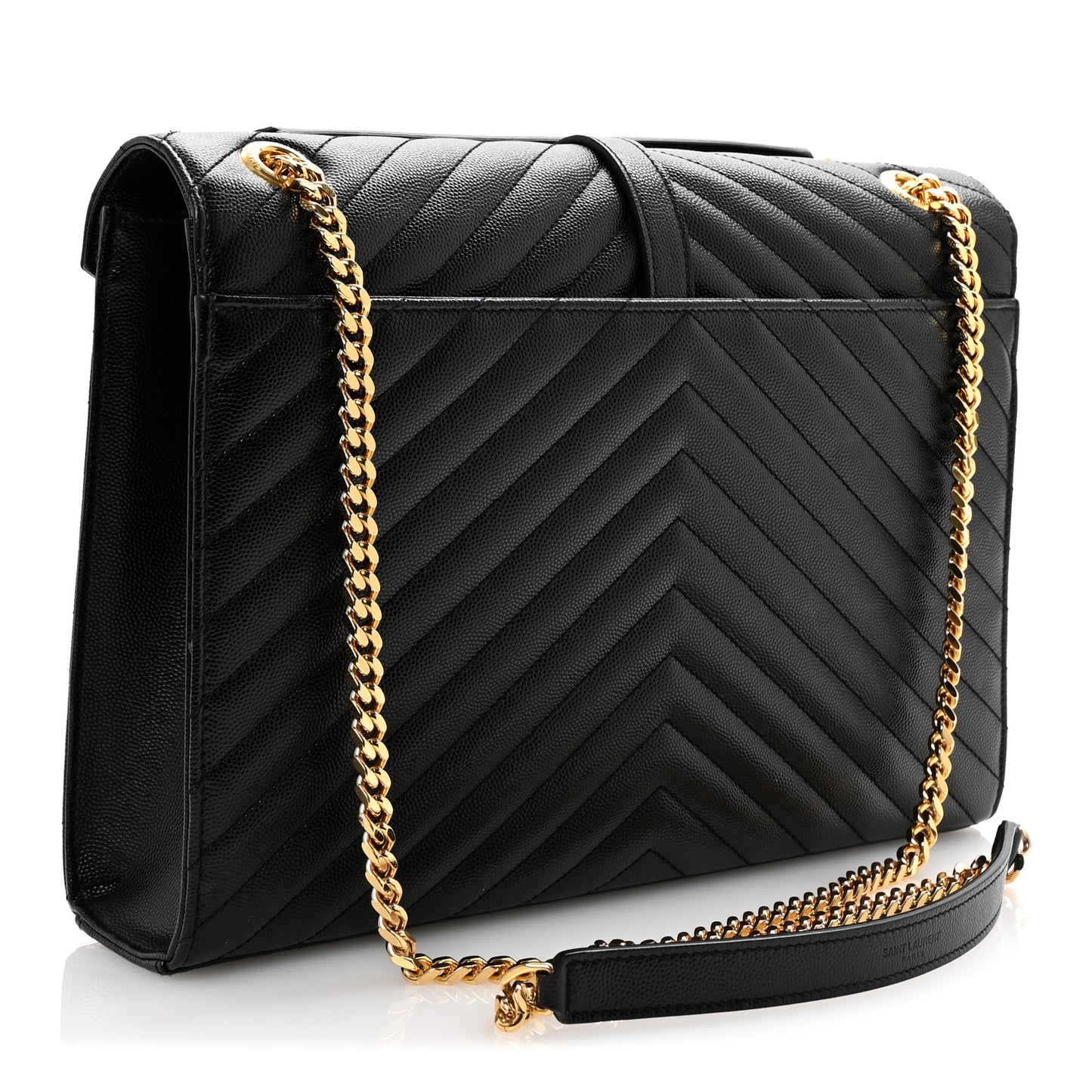 Grain De Poudre Matelasse Chevron Large Monogram Satchel Black