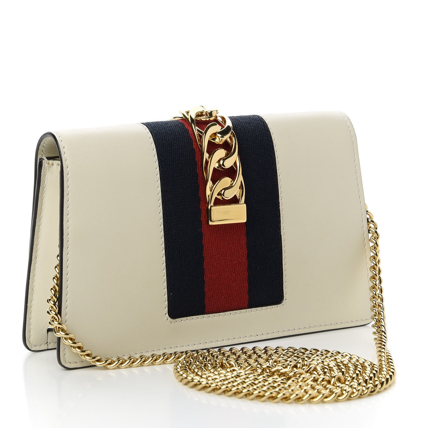 Gucci Calfskin Super Mini Sylvie Chain Shoulder Bag White 3 of 10