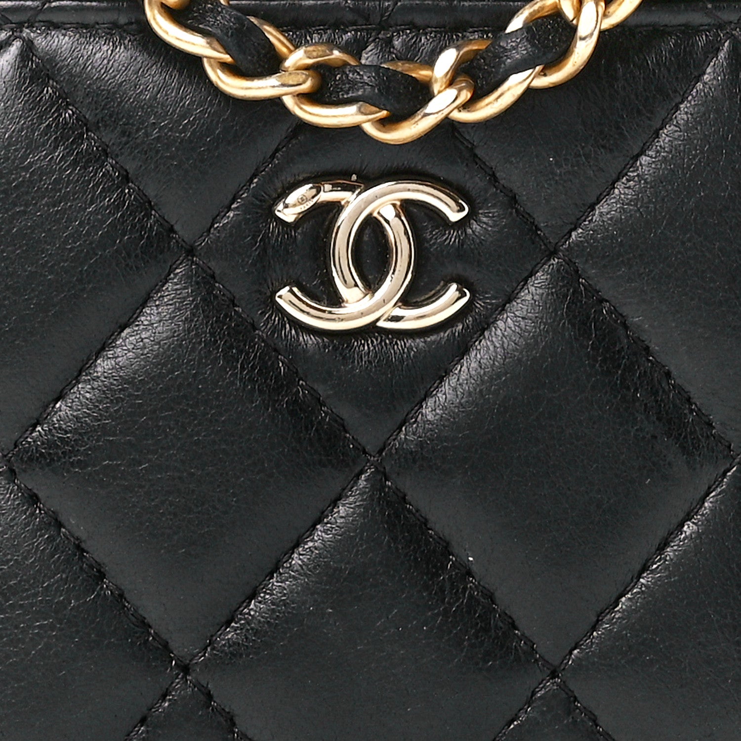 Chanel Lambskin Quilted Mini Pearl Crush Vanity Case With Chain Black 8 of 12